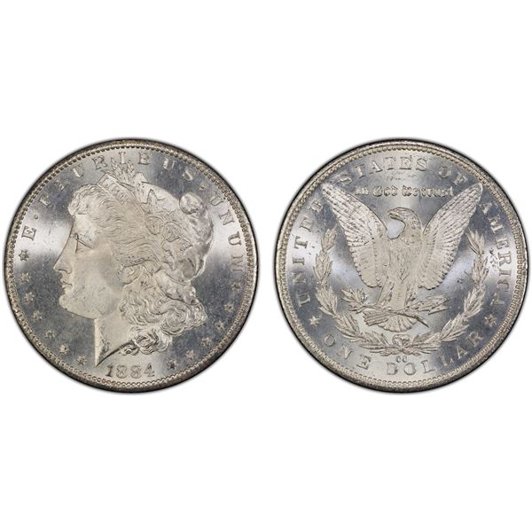 UNITED STATES: AR dollar, 1884-CC, PCGS MS66