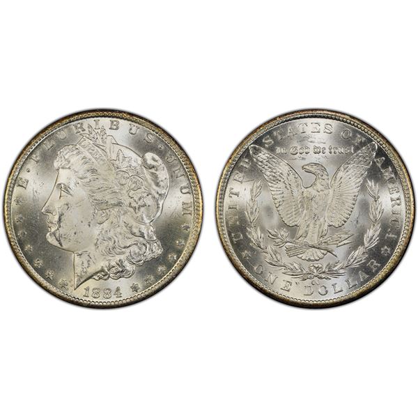UNITED STATES: AR dollar, 1884-CC, PCGS MS64