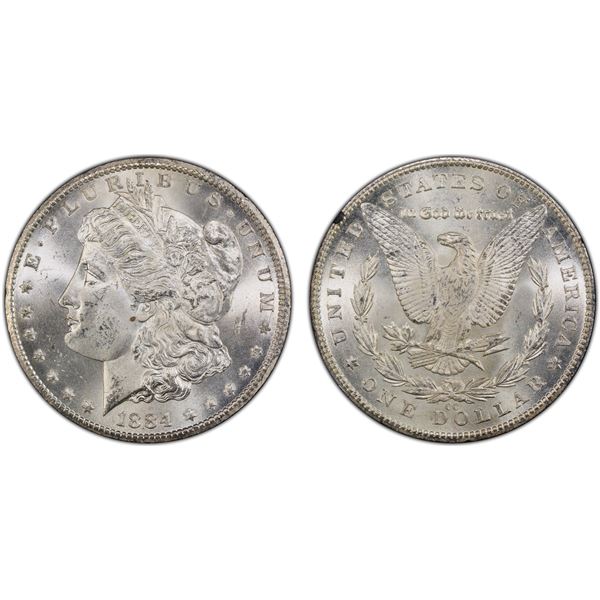 UNITED STATES: AR Dollar, 1884-CC, PCGS MS63