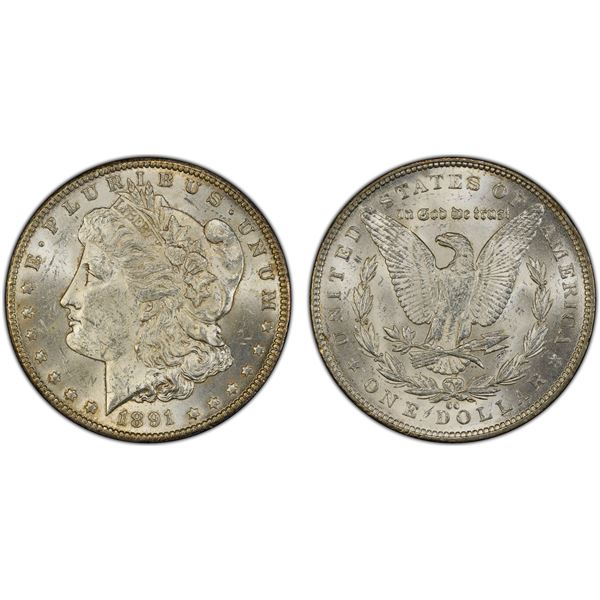 UNITED STATES: AR dollar, 1891-CC, PCGS MS62