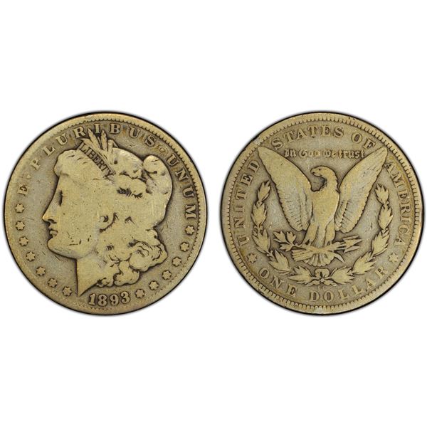 UNITED STATES: AR dollar, 1893-CC, PCGS G4