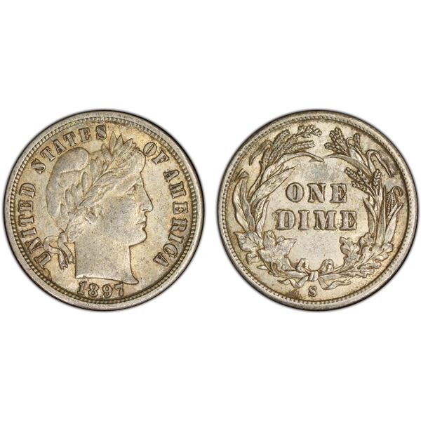 UNITED STATES: AR 10 cents, 1897-S, PCGS AU55