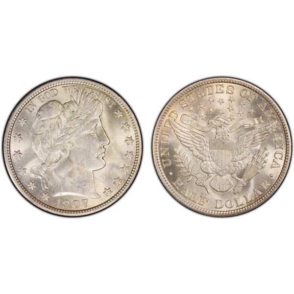 UNITED STATES:  AR 50 cents, 1907, PCGS MS63