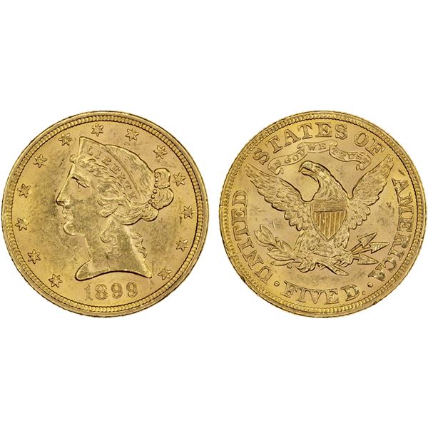 UNITED STATES: AV 5 dollars, 1899, UNC
