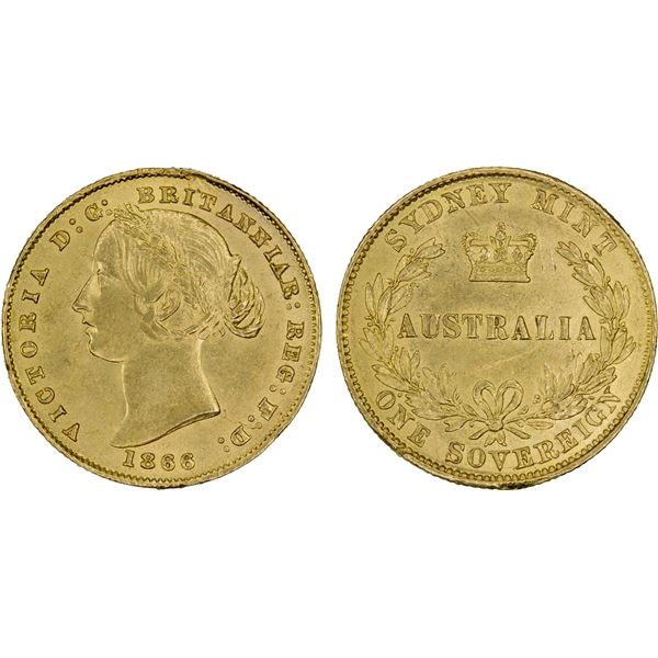 AUSTRALIA: Victoria, 1837-1901, AV sovereign, Sydney, 1866, AU