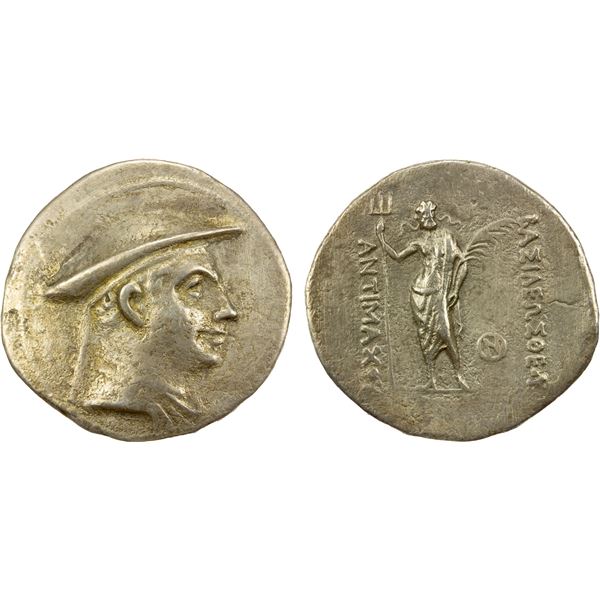BACTRIA: Antimachos I Theos, ca. 185-175 BC, AR tetradrachm (15.12g), Choice VF