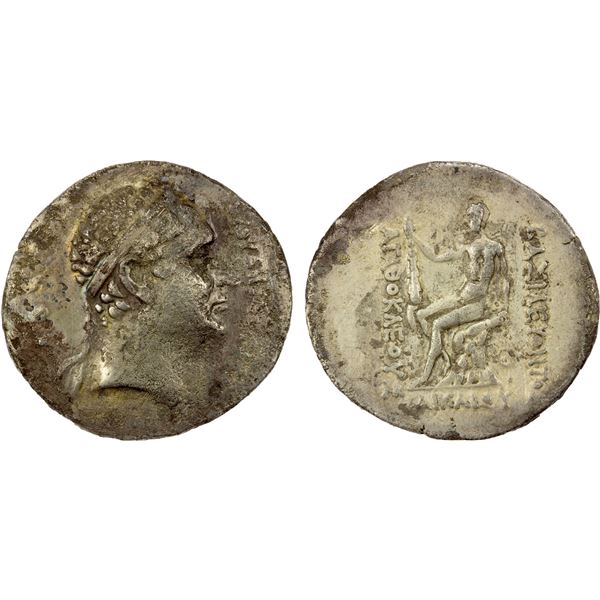 BACTRIA: Agathokles Dikaios, ca. 185-175 BC, AR tetradrachm (15.83g), VF