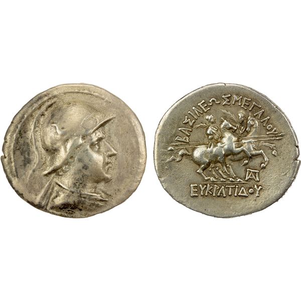 BACTRIA: Eukratides I Megas, ca. 170-145 BC, AR tetradrachm (15.35g), VF