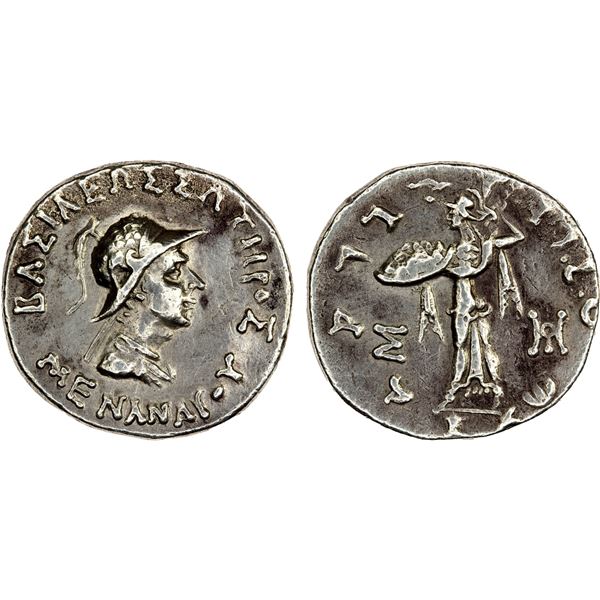BACTRIA: Menander I, ca. 155-130 BC, AR tetradrachm (9.49g), VF