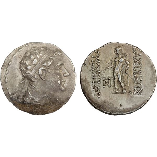 BACTRIA: Eukratides II Soter, ca. 145-140 BC, AR tetradrachm (16.23g), Choice VF