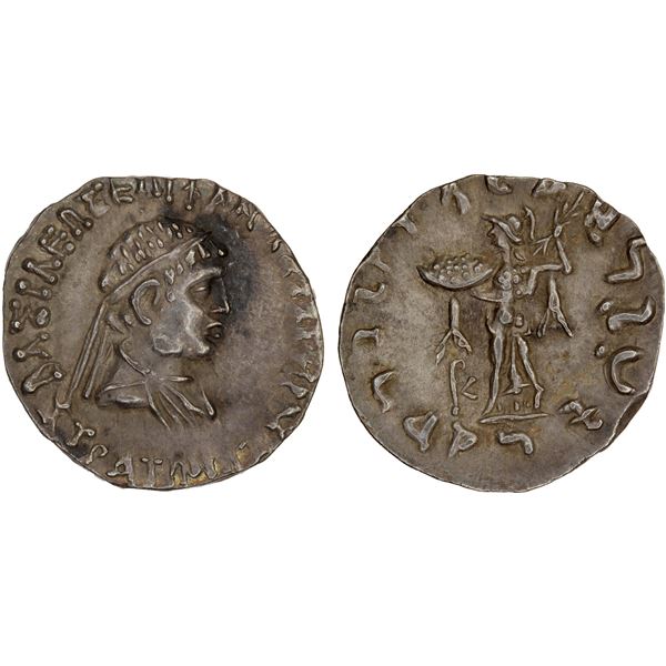 BACTRIA: Straton I, ca. 125-110 BC, AR drachm (2.48g), nearly XF