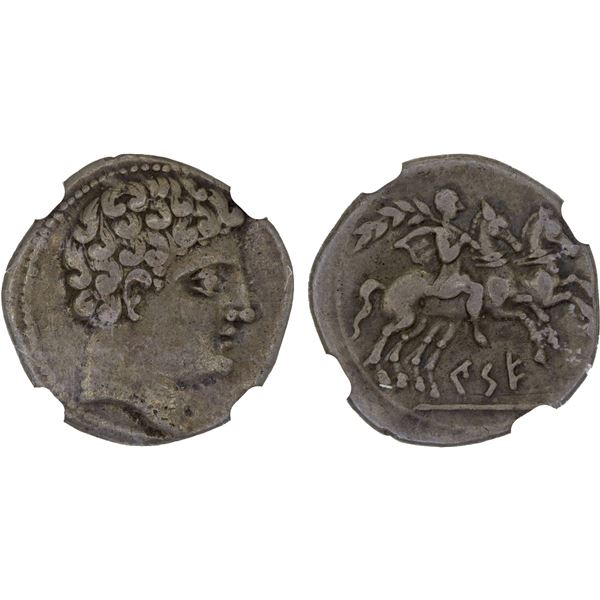 SPAIN: Cese (Tarragona), AR denarius, ca. 120-20 BC, NGC VF