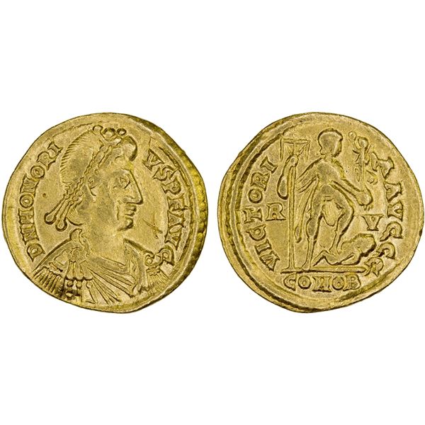 ROMAN EMPIRE: Honorius, 393-423 AD, AV solidus (4.38g), Ravenna, VF