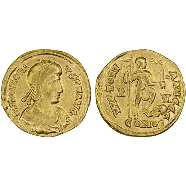 ROMAN EMPIRE: Honorius, 393-423 AD, AV solidus (4.20g), Ravenna, Fine