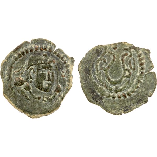 CHACH: KANKA: Unknown ruler on Chach, ca. 600-650, AE cash (1.98g), VF-XF