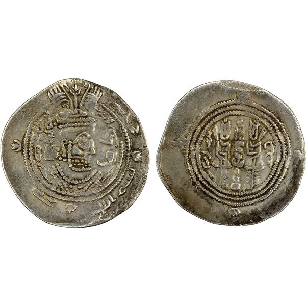 EASTERN SISTAN: Anonymous Khusro type, ca. AH70, AR drachm (3.86g), SK (Sijistan), blundered date, c
