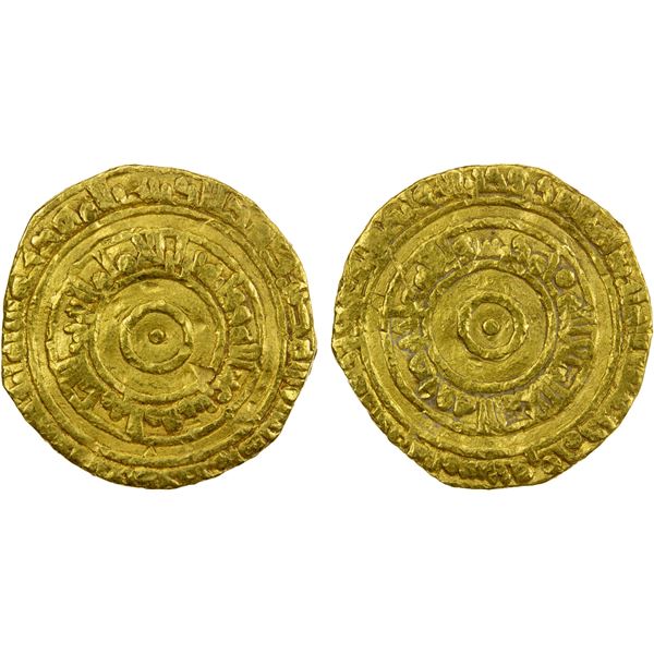 FATIMID: al-'Aziz, 975-996, AV dinar (4.02g), al-Mahdiya, AH374, Fine