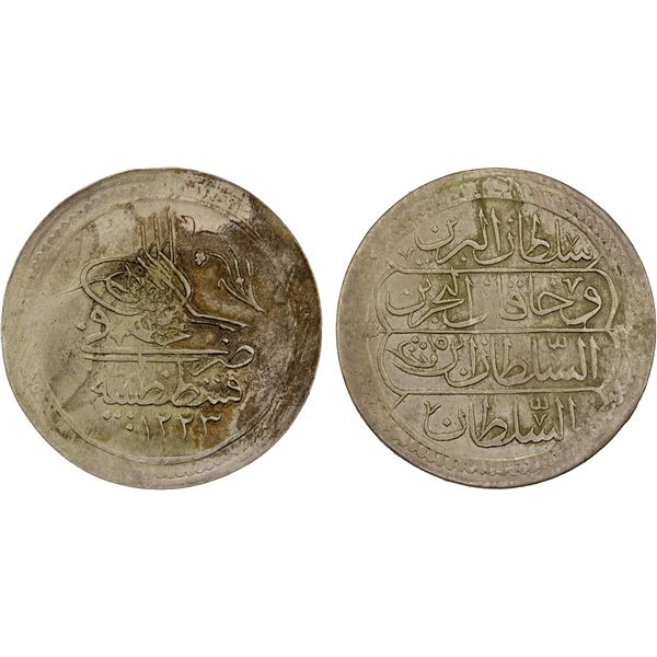 TURKEY: Mahmud II, 1808-1839, BI kurush, AH1223 year 15, Choice XF