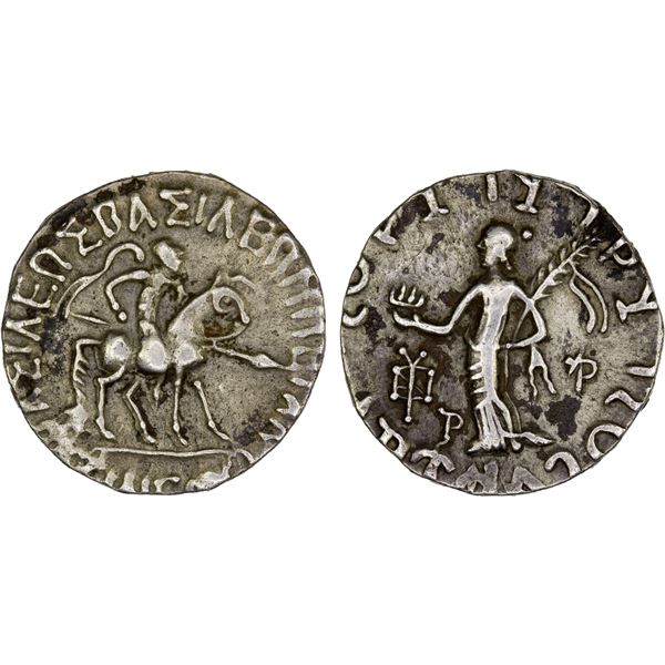 INDO-SCYTHIAN: Azilises, ca. 57-35 BC, AR tetradrachm (9.27g), choice VF