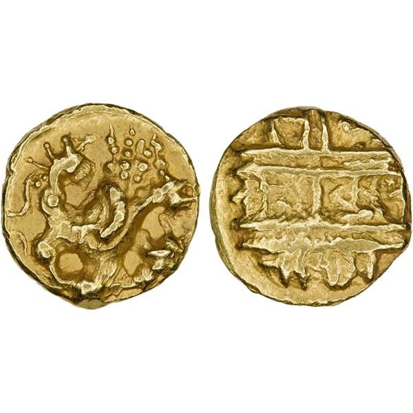 VIJAYANAGAR: Achyutaraya, 1529-1542, AV 1/2 pagoda (1.70g), VF-XF