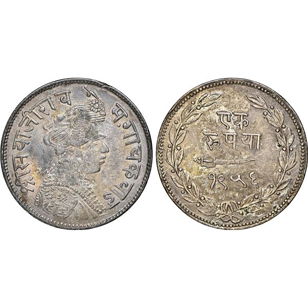 BARODA: Sayaji Rao III, 1875-1938, AR rupee, VS1956, NGC AU Details