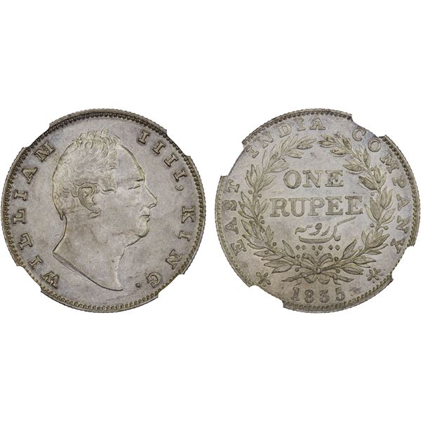 BRITISH INDIA: William IV, 1830-1837, AR rupee, 1835(b), NGC AU58