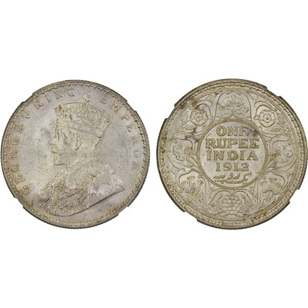 BRITISH INDIA: George V, 1910-1936, AR rupee, 1912(c), NGC MS63