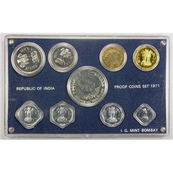 INDIA: Republic, 9-coin proof set, 1971-B
