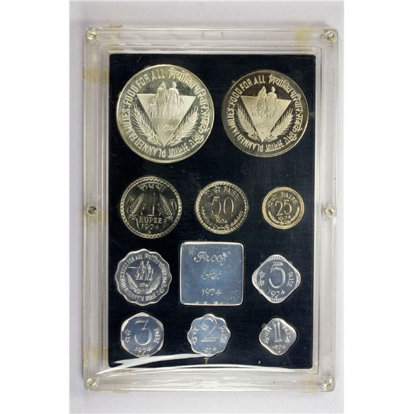 INDIA: Republic, 10-coin proof set, 1974-B