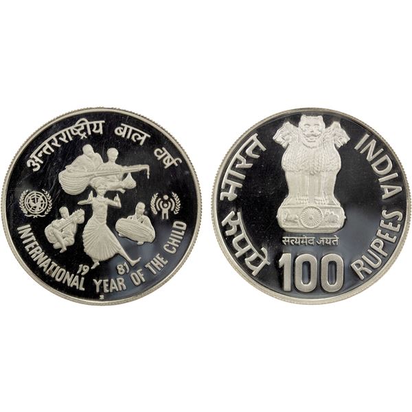 INDIA: Republic, AR 100 rupees, 1981-B, NGC PF68 Ultra Cameo
