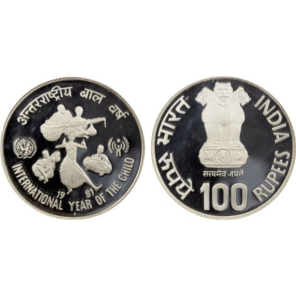 INDIA: Republic, AR 100 rupees, 1981-B, NGC PF67 Ultra Cameo