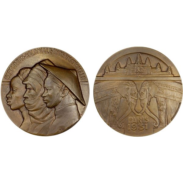 CAMBODIA: French Colony, AE medal (192.7g), 1931, UNC