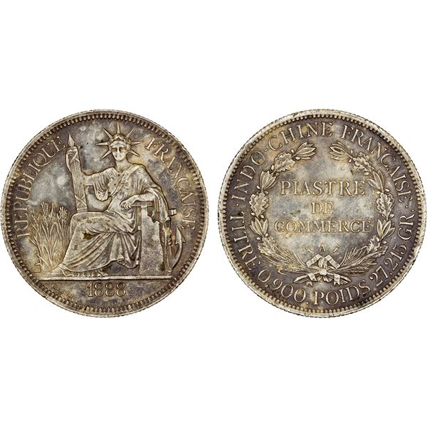FRENCH INDOCHINA: AR piastre, 1888-A, VF-XF