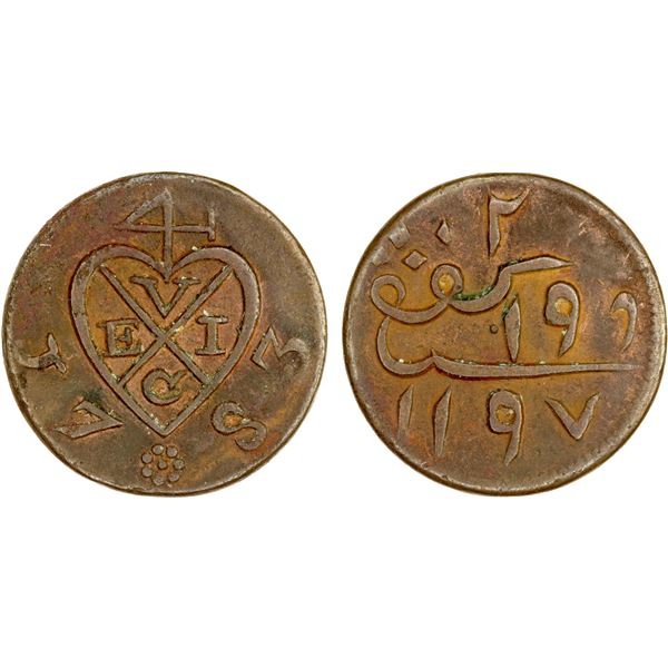 SUMATRA: AE 2 kepings, 1783/AH1197, Choice VF