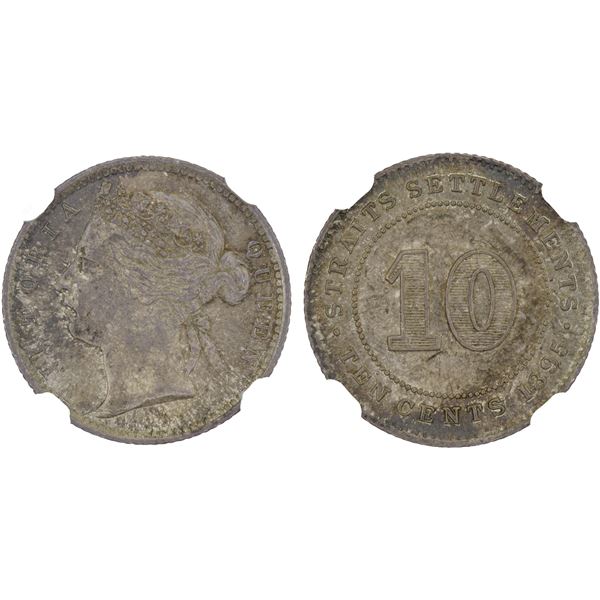 STRAITS SETTLEMENTS: Victoria, 1867-1901, AR 10 cents, 1895, NGC MS61