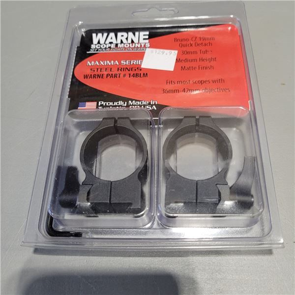 Warne Maxima Series 30mm  Steel Rings fits Brno CZ 19mm Dovetail