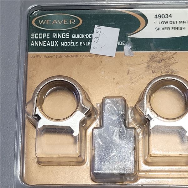 weaver Silver 1 inch Scope rings