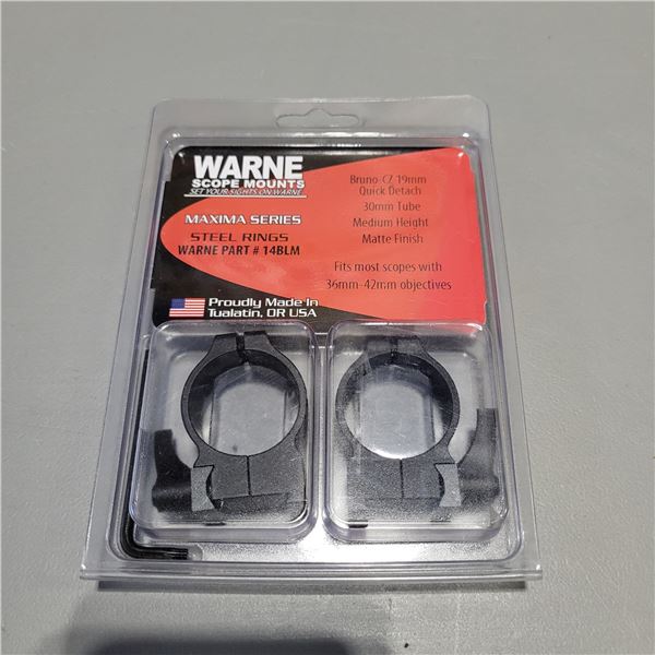 Warne Maxima series 30mm High Matte Black Steel Rings for Brno-CZ Rifles