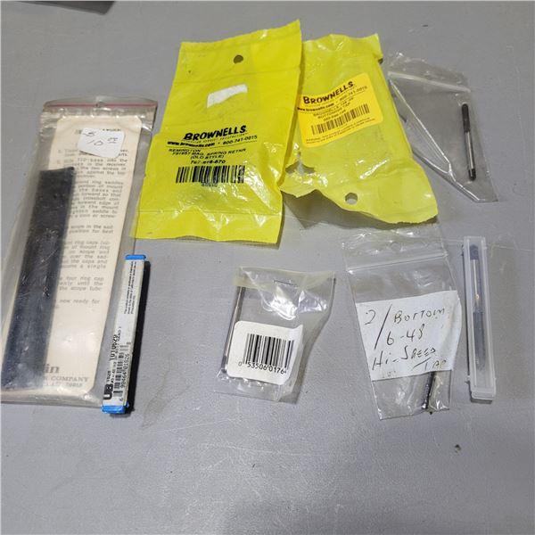 Assortment Lot of Gunsmith Threading Taps, Scope Base and Remington Mag Spring Retainer