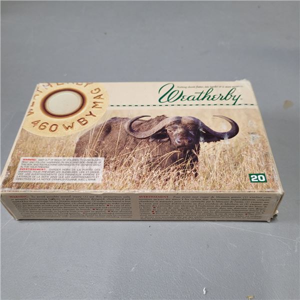 1 Box of 20 Factory 460 Weatherby Magnum Ammo