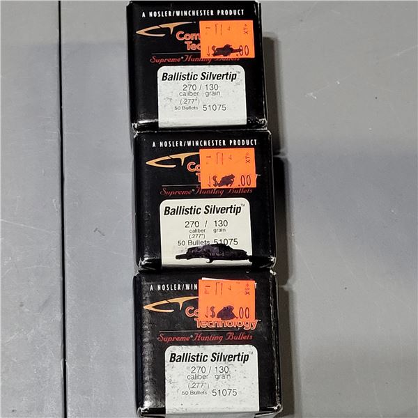 .270 Nosler Combined Technology 130 gr Bullets 150 Count