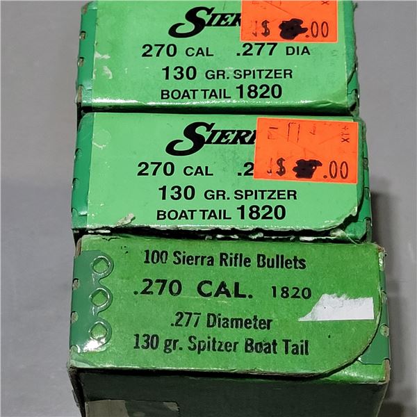 .270 Sierra 130gr Spitzer Bullets 212 Count
