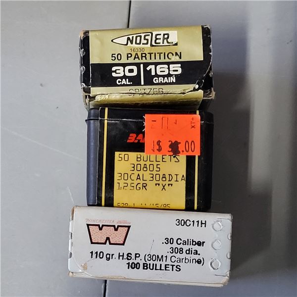 30 Cal Barnes, Nosler and Winchester Bullets 190 Count