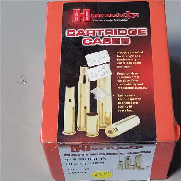 416 Ruger Unprimed Cartridge Cases 46 Count