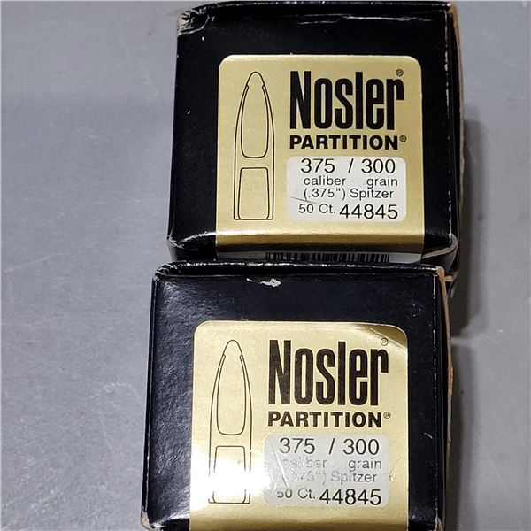 375 300gr Nosler Partition Spitzer Bullets 100 Count