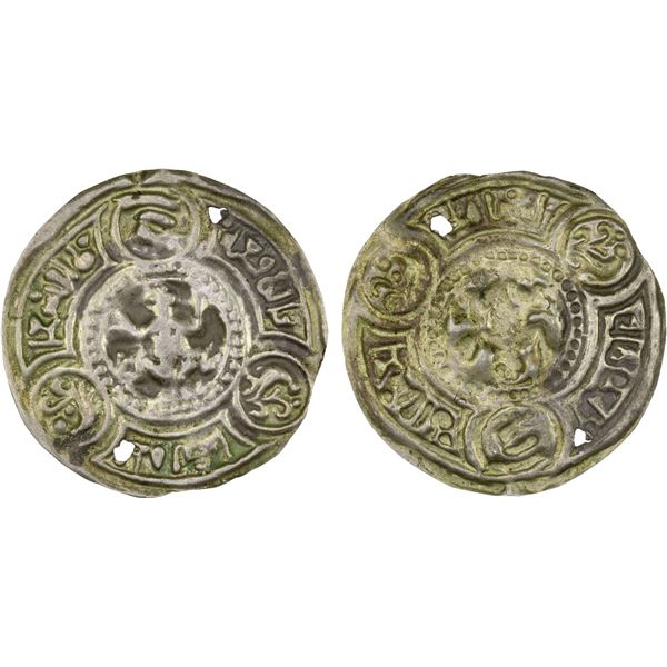 MEDIEVAL ISLAMIC: Decorative imitation, ca. 9th/12th century, AR broad bracteate object (2.33g), VF-