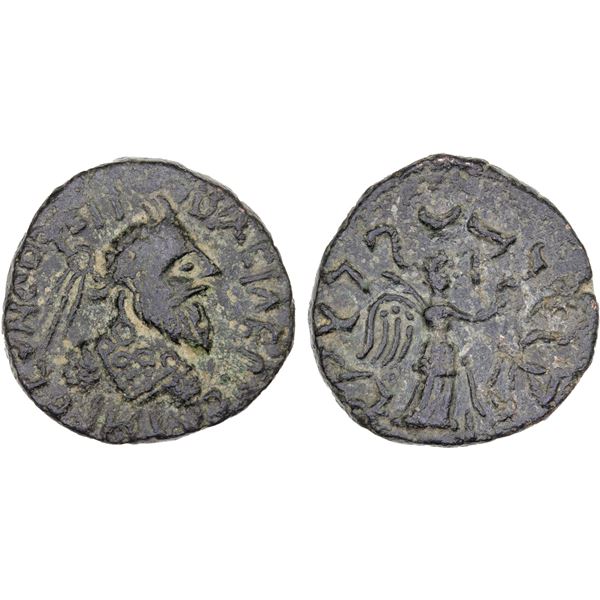 INDO-PARTHIAN: Gondophares, ca. 40-5 BC, AE tetradrachm (8.55g), Choice VF