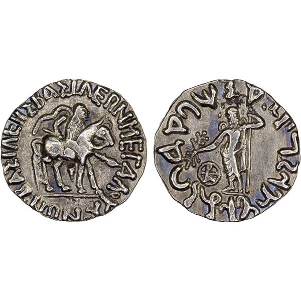 INDO-SCYTHIAN: Vonones, ca. 100-65 BC, AR drachm (2.36g), Choice VF