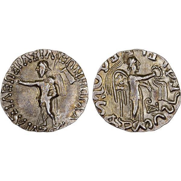 INDO-SCYTHIAN: Azes, ca. 58-12 BC, AR drachm (2.04g), VF-XF