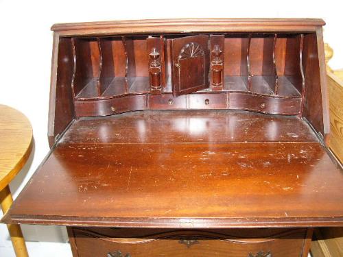 Mahogany Drop Front Secretary Desk Circa 1950 Chippendale Ball Image 2 Mahogany Drop Front Secretary Desk Circa 1950 Chippendale Ball And